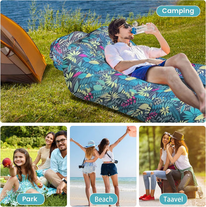 Inflatable Lounger, Ultralight Portable Ergonomic Beach Bed Air Sofa