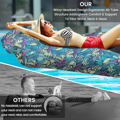 Inflatable Lounger, Ultralight Portable Ergonomic Beach Bed Air Sofa