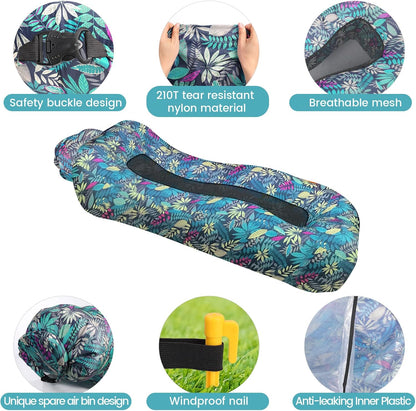 Inflatable Lounger, Ultralight Portable Ergonomic Beach Bed Air Sofa